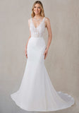 V Neck A-Line Tulle Wedding Dress