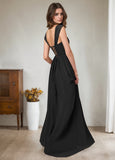 A-Line Corset Chiffon Floor-Length Dress