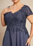 Plus Size A-line V-Neck Floor-Length Chiffon Lace Mother of the Bride Dress With Sequins Beading