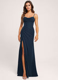 Trumpet/Mermaid Cowl Floor-Length Chiffon Prom Dresses With Ruffle