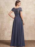 A-line V-Neck Floor-Length Chiffon Lace Mother of the Bride Dress With Sequins Beading