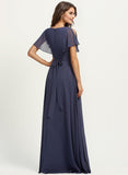 A-line V-Neck Floor-Length Chiffon Bridesmaid Dress