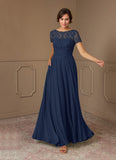 A-Line Boatneck Sequins Chiffon Dress