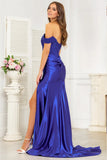 Off Shoulder Satin Mermaid Prom Gown