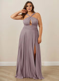 Plus Size Pleated Off Shoulder Chiffon A-Line Bridesmaid Dress