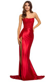 Mermaid Strapless Satin Lace Prom Gown