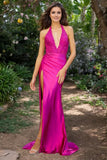 Halter Deep V-Neck Mermaid Prom Dress