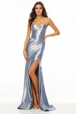 Strapless Mermaid Satin Prom Gown