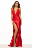 Halter Deep V-Neck Mermaid Prom Dress