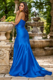 Mermaid Strapless Sweep Train V-Neck Prom Gown with Silt