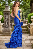 Strapless Ruffle V-Neck Mermaid/Column Prom Dress