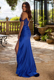 Strapless Sequin Lace Satin Mermaid Prom Dress