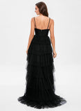 Ball-Gown/Princess V-Neck Sweep Train Tulle Prom Dresses