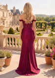 Off-Shoulder Mermaid Prom Dress with Lace Applique & Side Slit