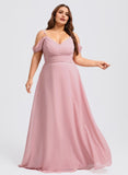 Plus Size A-line Cold Shoulder Floor-Length Chiffon Bridesmaid Dress