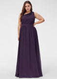 Plus Size A-line One Shoulder Floor-Length Chiffon Bridesmaid Dress With Ruffle