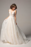 A-Line Court Train Tulle Wedding Dress