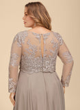 A-line Sequins Chiffon Lace Mother of the Bride Dress With Sequins