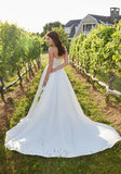 Strapless Satin Bow Neckline A-Line Wedding Gown
