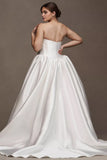 Strapless Drop-Waist Mikado Wedding Gown