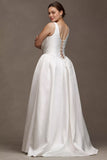 Sleeveless Drop-Waist Mikado Wedding Gown