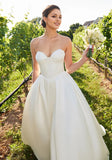 Sweetheart Corset Off-the-Shoulder Sleeves Satin Beading Wedding Gown