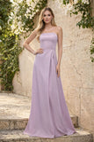 Strapless Satin Bridesmaid Dress | Elegant Tube Gown for Weddings