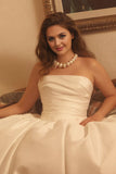 Strapless Drop-Waist Taffeta Wedding Gown