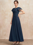 A-line Scoop Ankle-Length Lace Chiffon Mother of the Bride Dress With Sequins