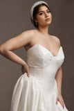 Strapless Drop-Waist Dupioni Wedding Gown