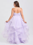 Princess Asymmetrical Neckline Asymmetrical Neckline Floor-Length Tulle Prom Dress