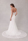 3D Floral Appliqués Spaghetti Straps A-Line Wedding Gown