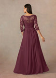 A-Line V-Neck Lace Chiffon Mother of the Bride Dress