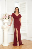 A-line V-Neck Floor-Length Chiffon Bridesmaid Dress With Ruffle