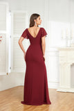 A-line V-Neck Floor-Length Chiffon Bridesmaid Dress With Ruffle