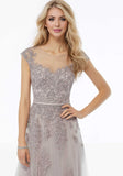 A-line V-Neck Floor-Length Lace Sequin Illusion Chiffon Mother of the Bride Dress