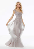 A-line V-Neck Floor-Length Lace Sequin Illusion Chiffon Mother of the Bride Dress