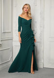 Off Shoulder Mermaid Stretch Satin Mother of the Bride Dress/Prom Gown