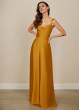 Cowl Neck Stretch Satin A-line Bridesmaid Dress