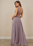 Pleated Halter Chiffon A-Line Bridesmaid Dress