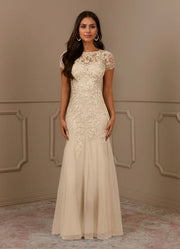 Mermaid Scoop Sequins Tulle Mother of the Bride Dress