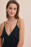 Bias-Cut Ruffled V-Neck Gown