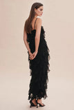 Bias-Cut Ruffled V-Neck Gown