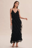 Bias-Cut Ruffled V-Neck Gown