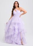 Princess Asymmetrical Neckline Asymmetrical Neckline Floor-Length Tulle Prom Dress