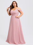 Plus Size A-line Cold Shoulder Floor-Length Chiffon Bridesmaid Dress