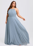 A-line Halter Floor-Length Chiffon Bridesmaid Dress