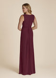 2-Piece V-Neck Cascade Ruffle Chiffon Mother of the Bride Dress with 3/4 Sleeve Jacket