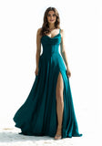 Soft Satin Cowl Neck A-Line Prom Dress