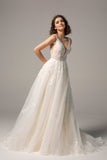 A-Line Court Train Tulle Wedding Dress